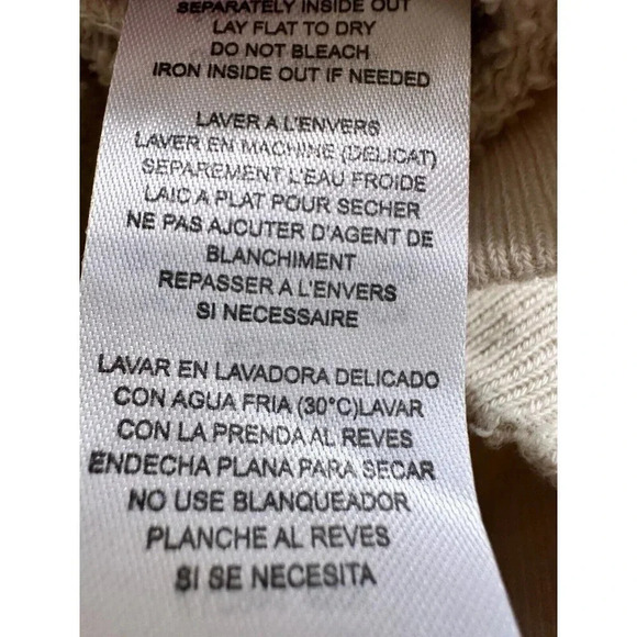 N: philanthropy Sweatshirt Womens Small Cream Distressed Cuffs Boho New - Picture 9 of 10